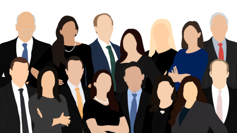 Digital illustration of Kinzie private equity team